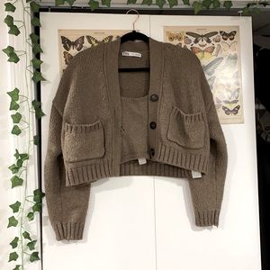 Zara Brown 2-Piece Cardigan Set
